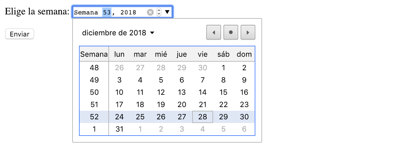 Imagen de un Input tipo Week
